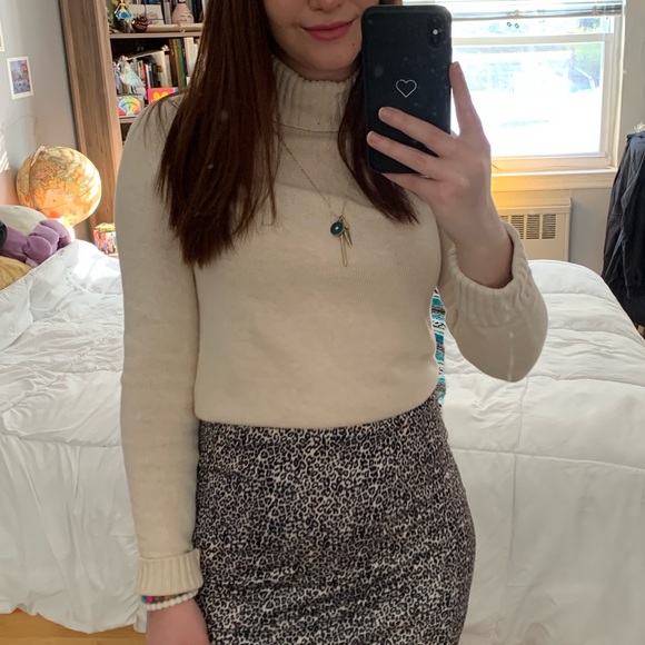 JEANNE PIERRE Sweaters - Cream Beige Turtleneck Sweater 100% Cotton Lightweight Sweater for Spring & Fall